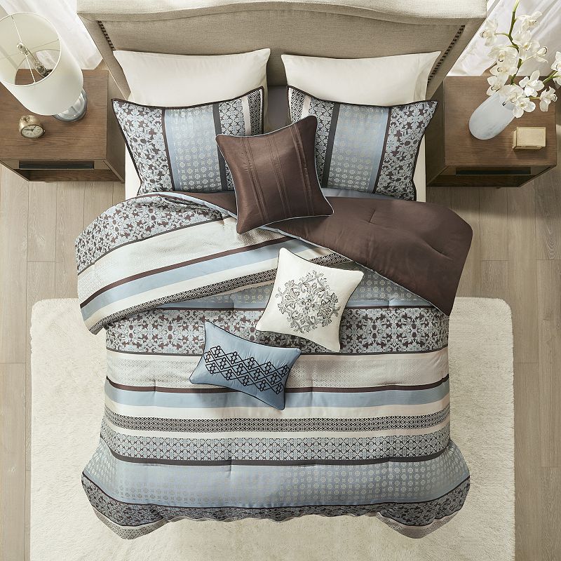 Madison Park Dartmouth 7-piece Comforter Set with Throw Pillows