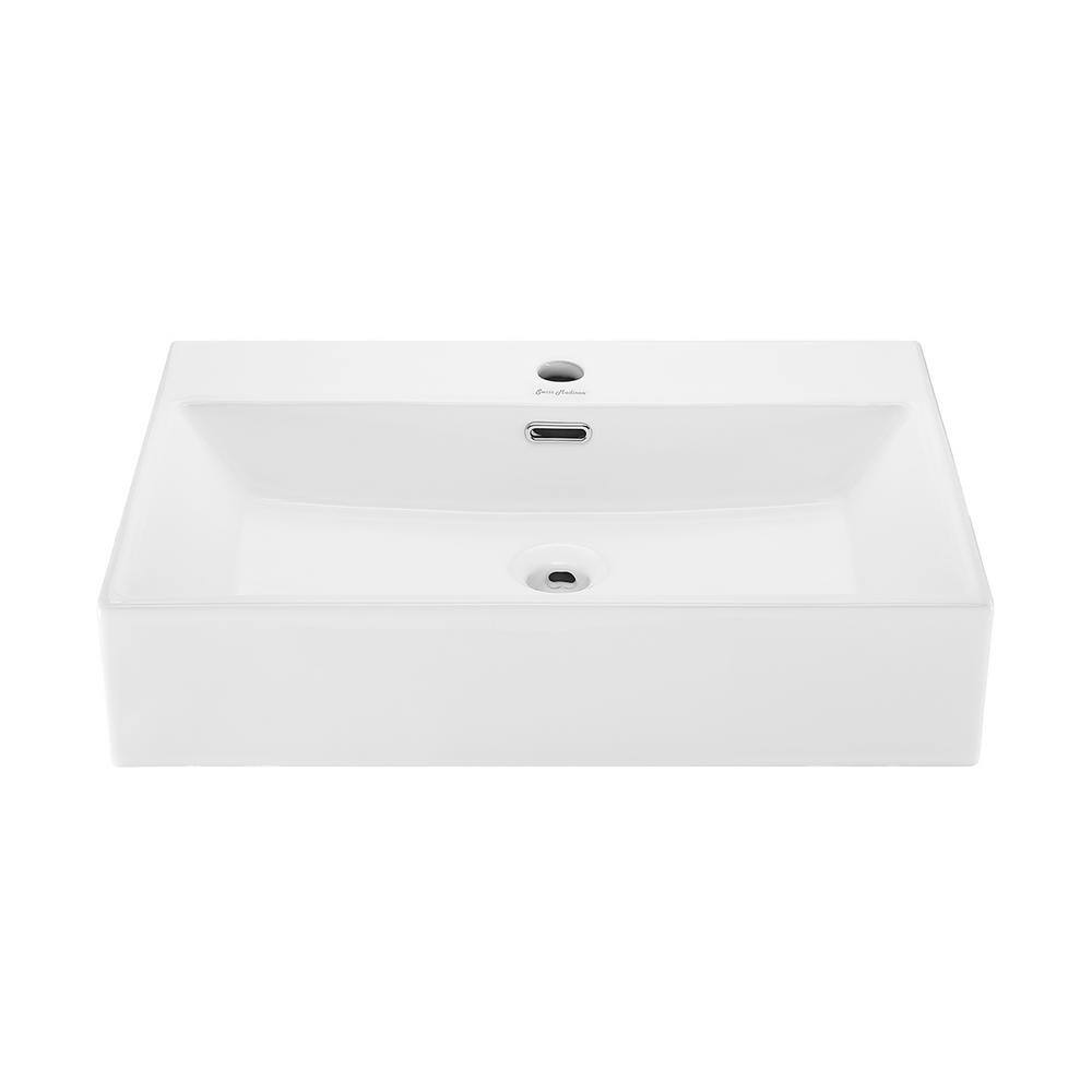 Swiss Madison Claire 23.63 in. Rectangle Wall Mount Bathroom Sink in Glossy White SM-WS332