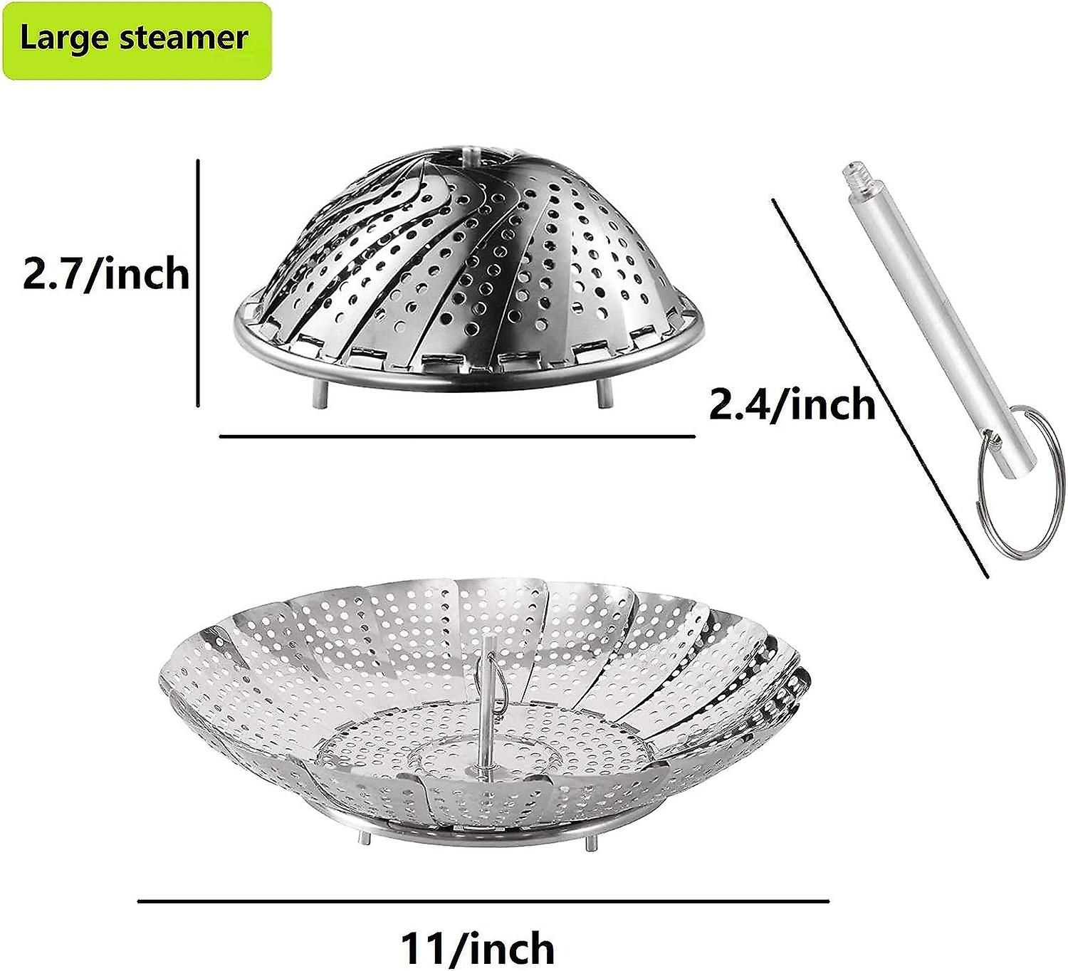 Vegetable Steamer Basket， Premium Stainless Steel Veggie Steamer Basket - For Veggie Fish Seafood Cooking， Expandable To Fit Various Size Pot (7.1