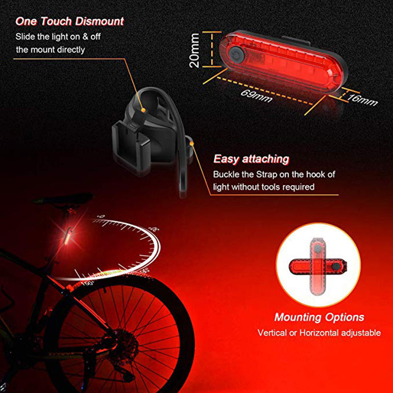 Ultra Bright Charging Safe Turning FlashingTail Bike Front Kit Set USB Cycling Headlight Led Light Bicycle