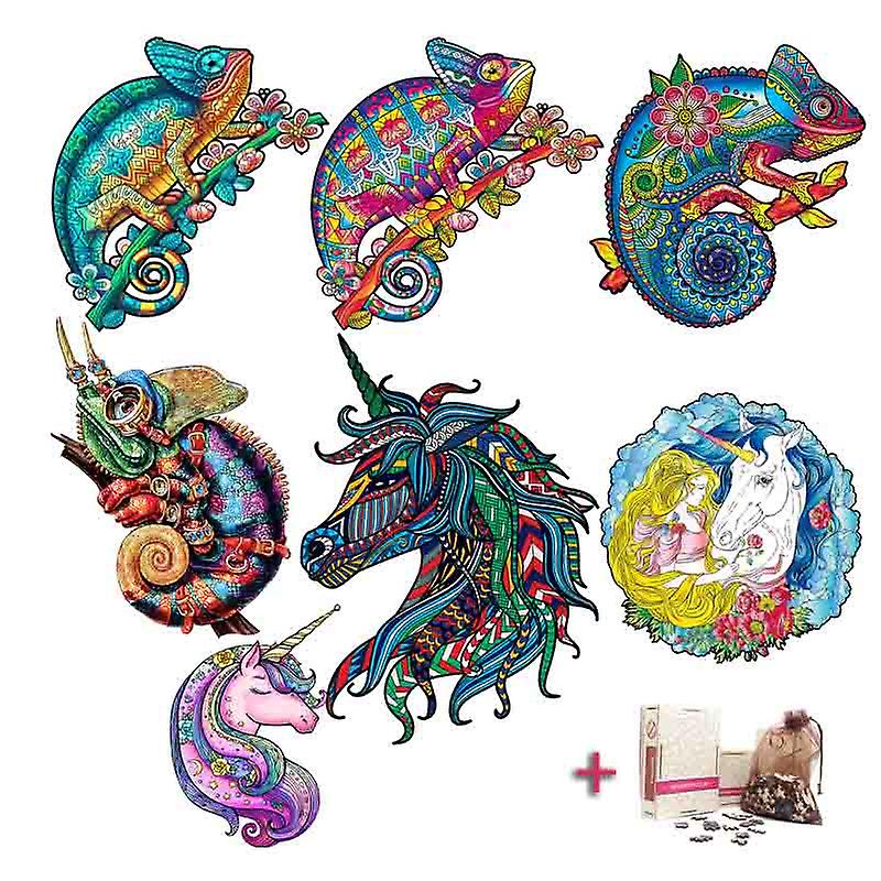 Anygame wooden puzzles multicolor capricorn unique shape educational gifts 3d jigsaw