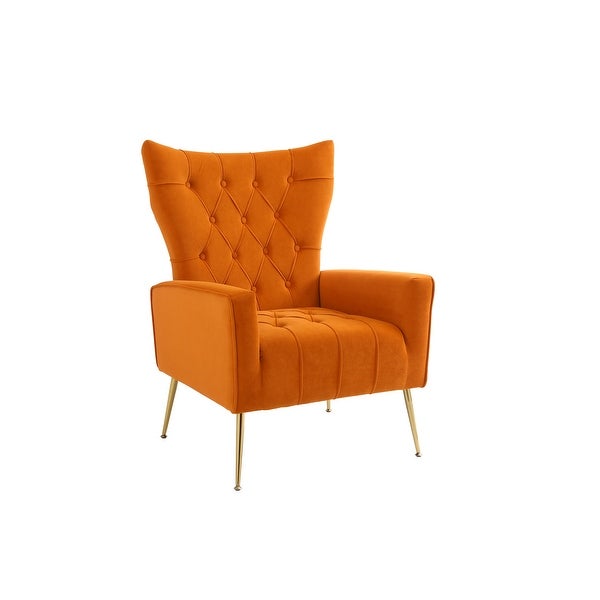 Velvet Accent Chair with Ottoman Upholstered Tufted Armchair， Single Sofa Lounge Chair