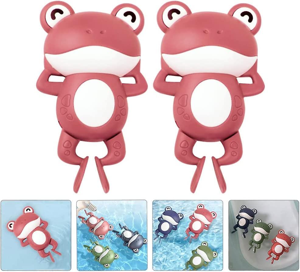 3pcs Wind Up Bath Frogs For Kids Swimming Frog Clockwork Toys Floating Bathtub Toy Kids Water Bathtime Fun Red