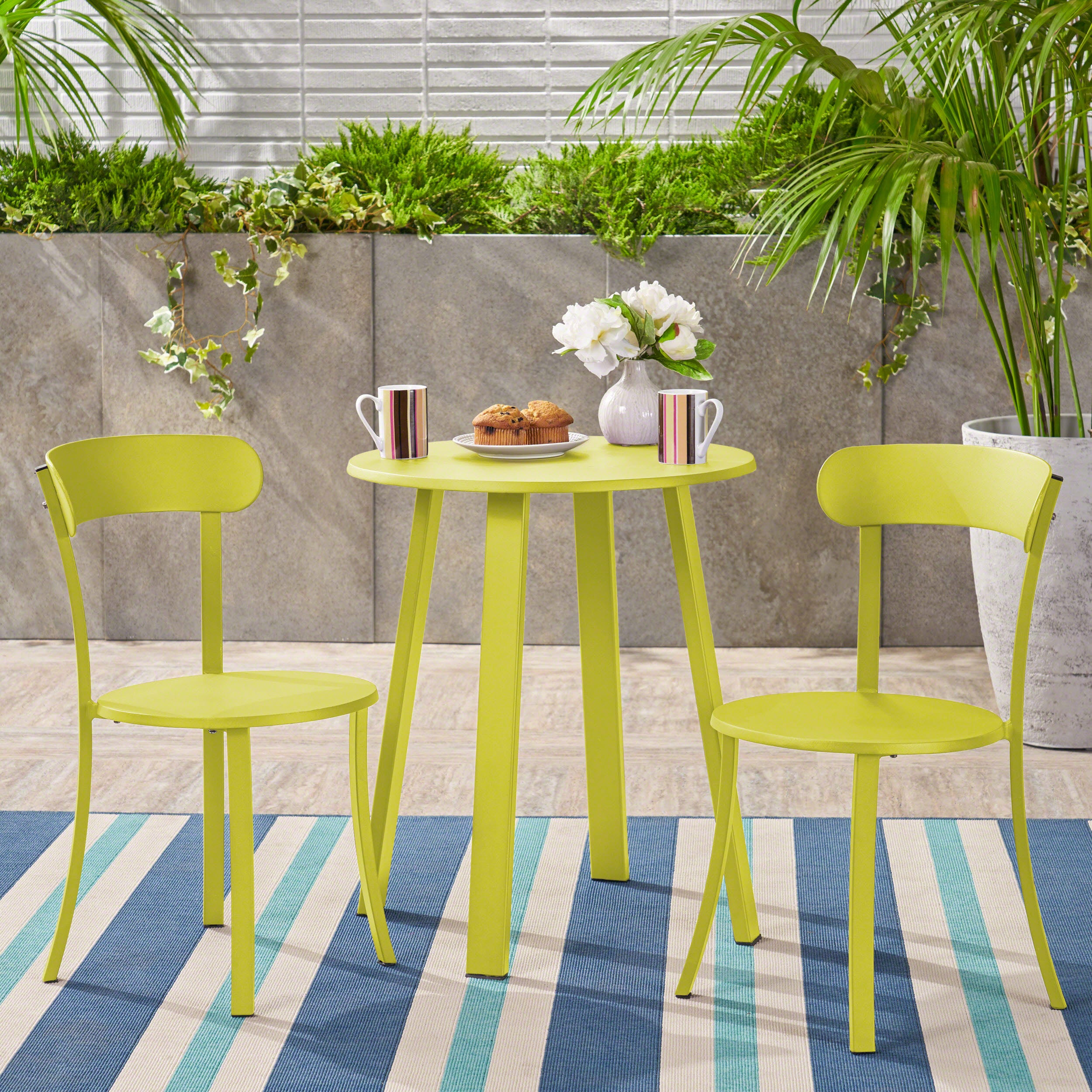 Larson Outdoor Bistro Set, Matte Lime Green