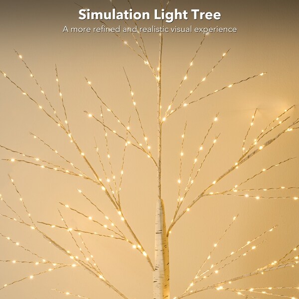 Lighted Twig Birch Tree with Fairy Lights 6ft Birch Tree 440LED Warm 8 Lighting Modes Artificial Plant (Plugin)