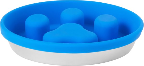 Frisco Silicone Stainless Paw Steel Slow Feeder Dog and Cat Bowl