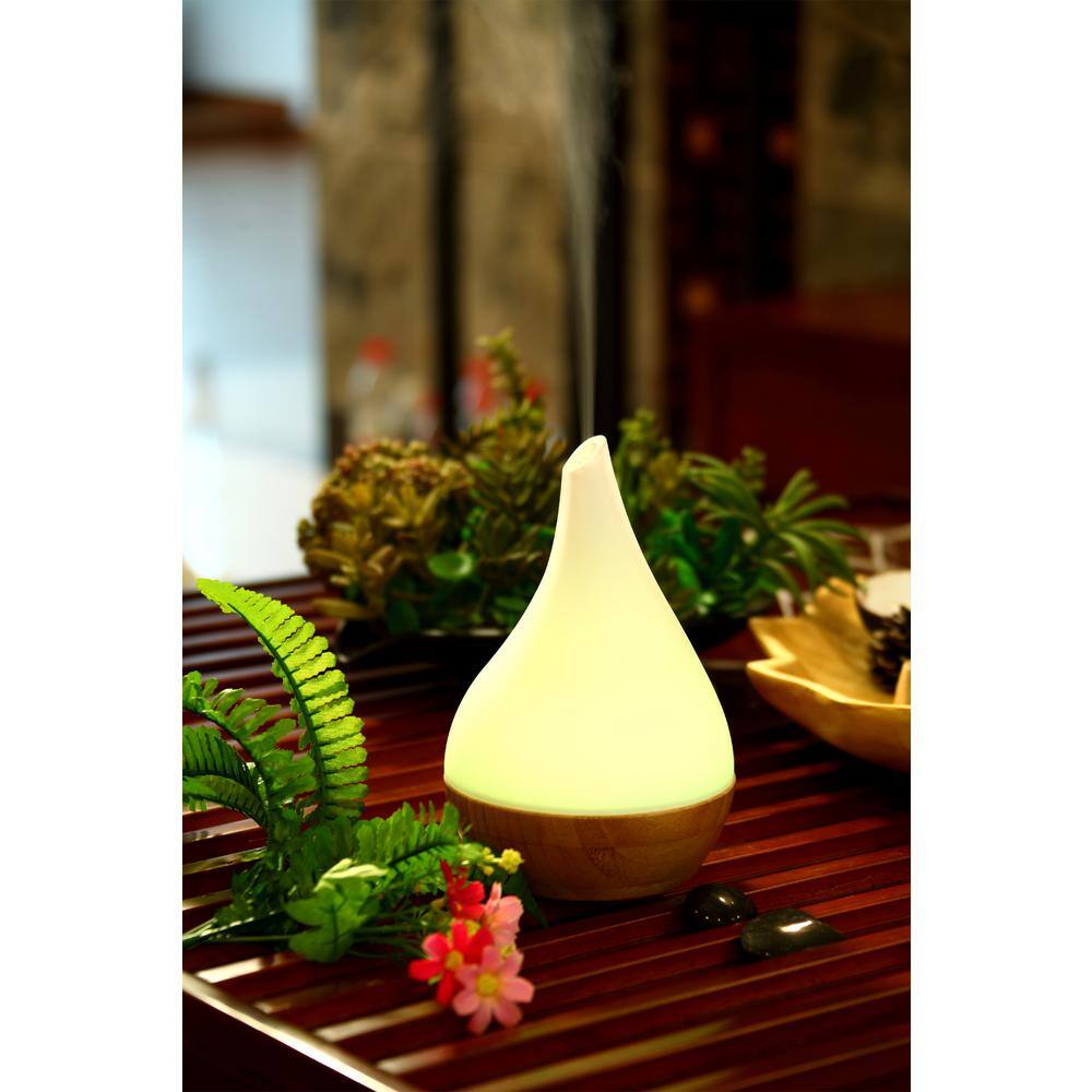 SPT 80mL Ultrasonic Aroma DiffuserHumidifier with Bamboo Base (Droplet) SA-110