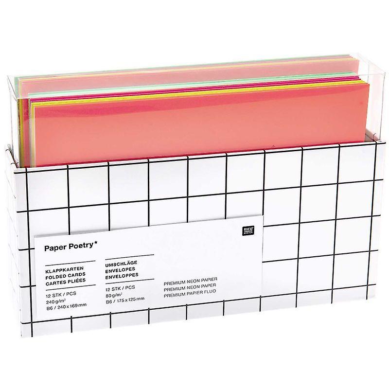 12 Cards and Neon Color Envelopes - B6