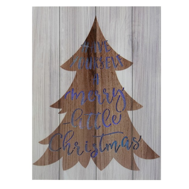 Lighted Brown Tree quot have Yourself A Merry Little Christmas quot Wall Plaque