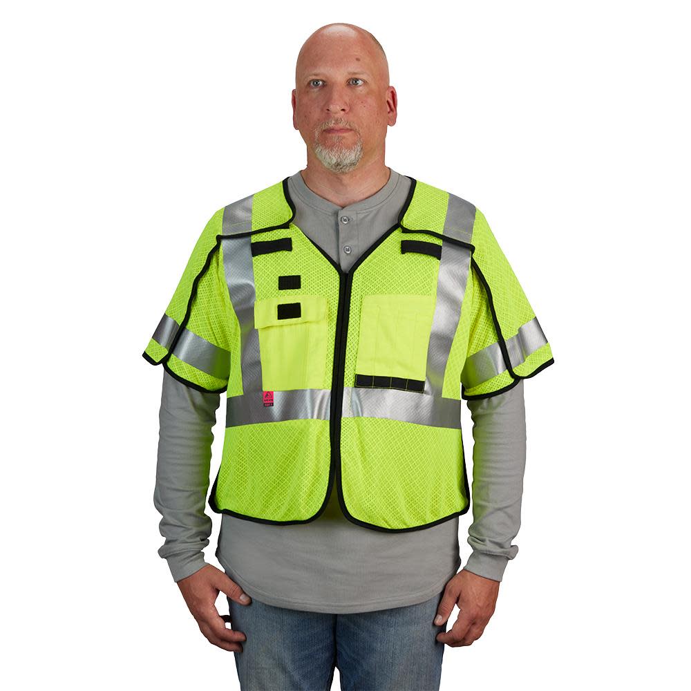 Milwaukee High Vis Safety Vest Yellow Class 3 Mesh Breakaway AR/FR Cat 1  4XL/5XL