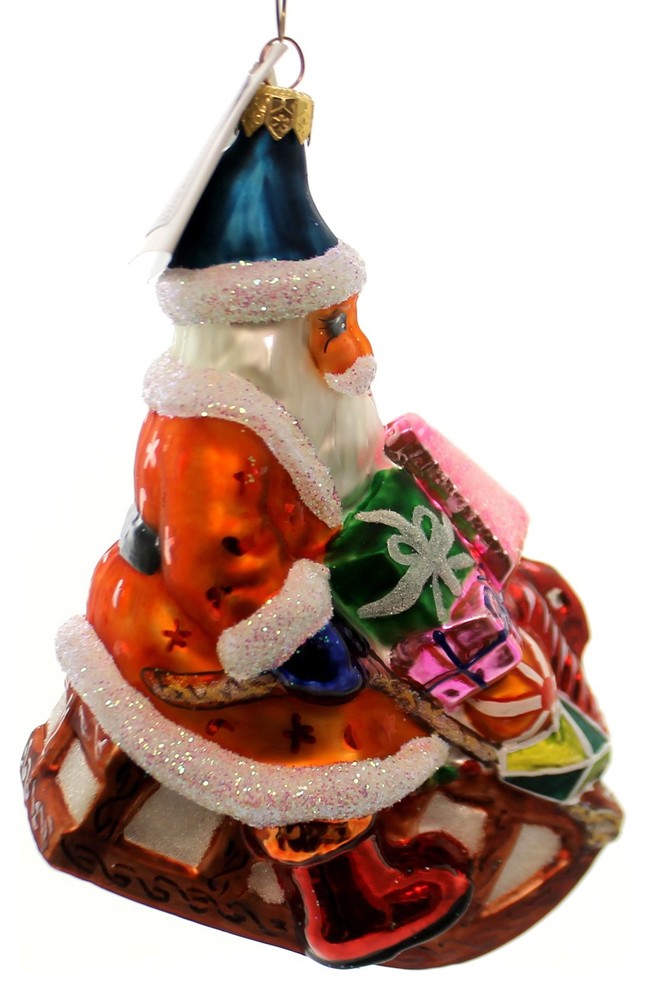 Christopher Radko SLEDIN TO MY HOUSE Glass Ornament Santa Christmas 972460   Contemporary   Christmas Ornaments   by Story Book Kids Inc  Houzz