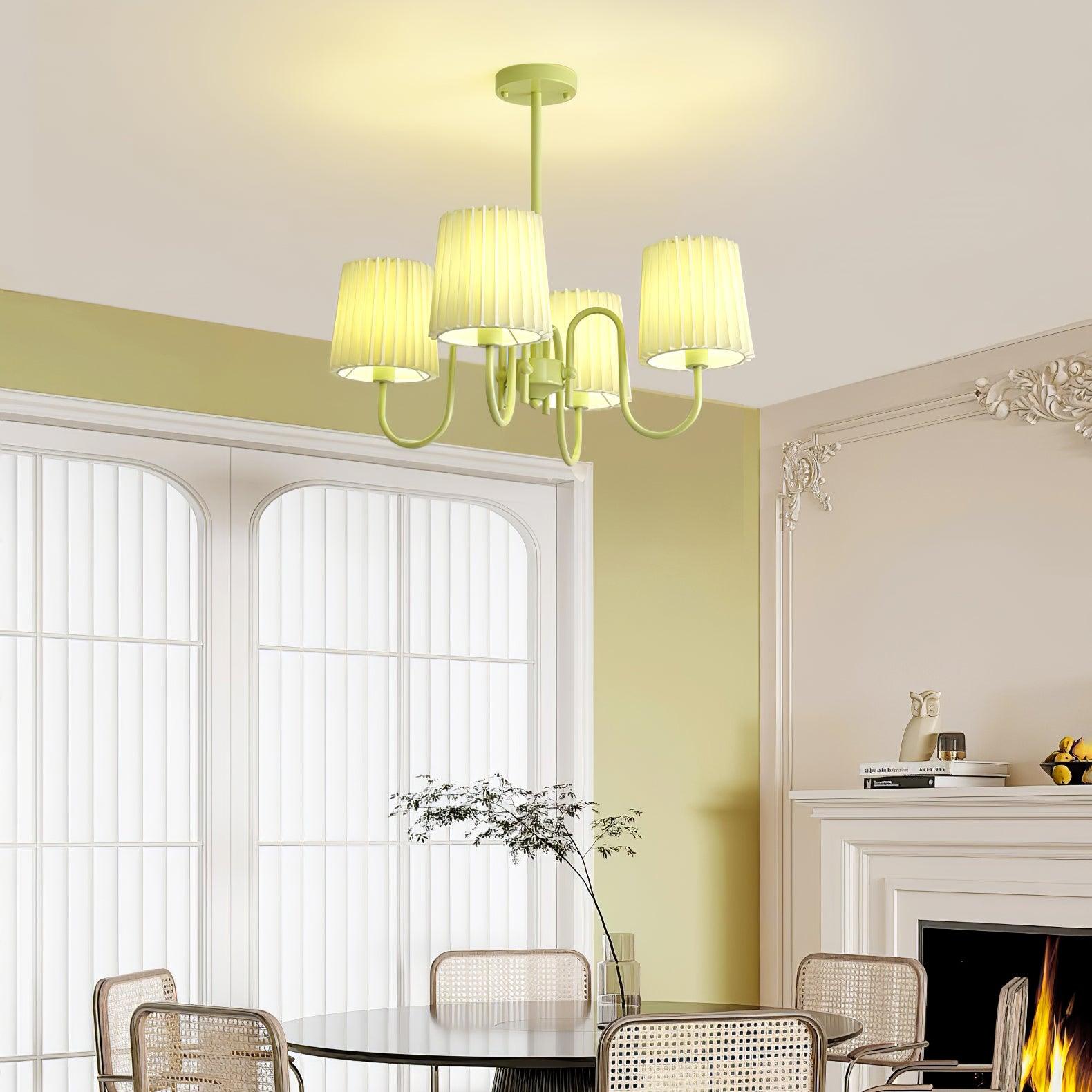 Pleated Fabric Matcha Chandelier