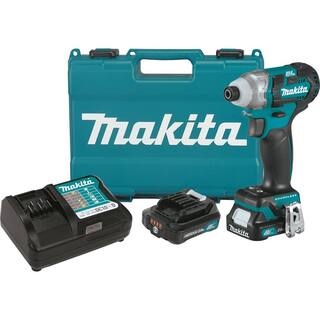 Makita 12V max CXT Lithium-Ion Brushless 14 in. Cordless Impact Driver Kit with (2) Batteries 2.0Ah Charger Hard Case DT04R1