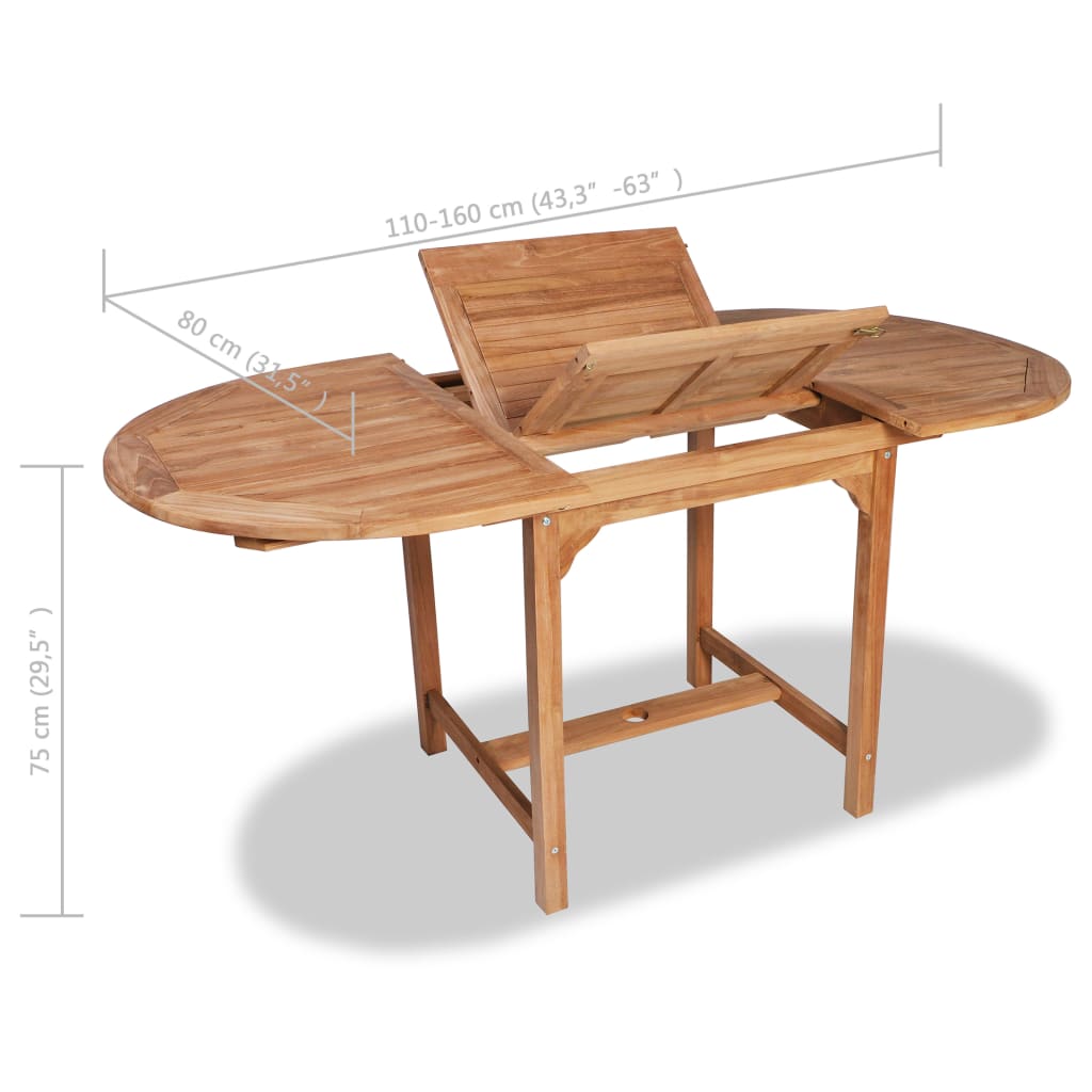 Garden Table Inlife Extendable Dining Table (43.3-63)x31.5x29.5 Solid Teak Wood