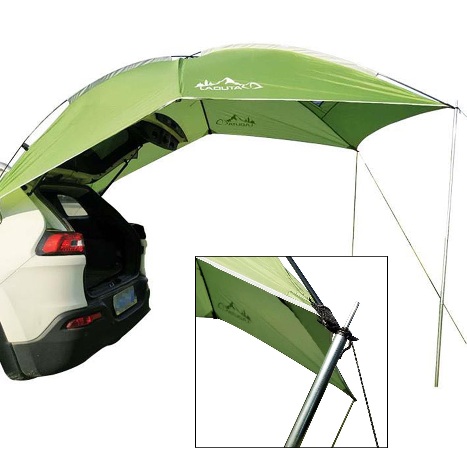 Outdoor SUV Tailgate Sun Shade Awning Car Rear Tent for Vehicle Sun Shelter， Setup Anywhere-Car Camping， Park， Sports， Attach to Truck Van RV Jeep， Green