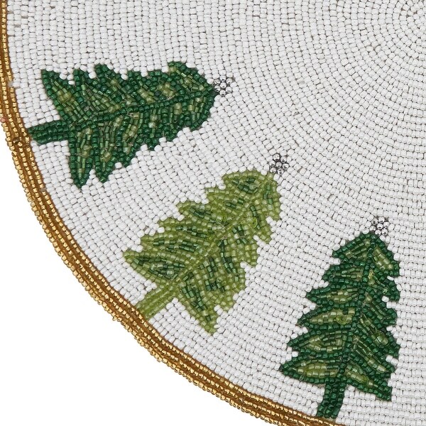 Beaded Placemats With Christmas Trees Design (Set of 4)