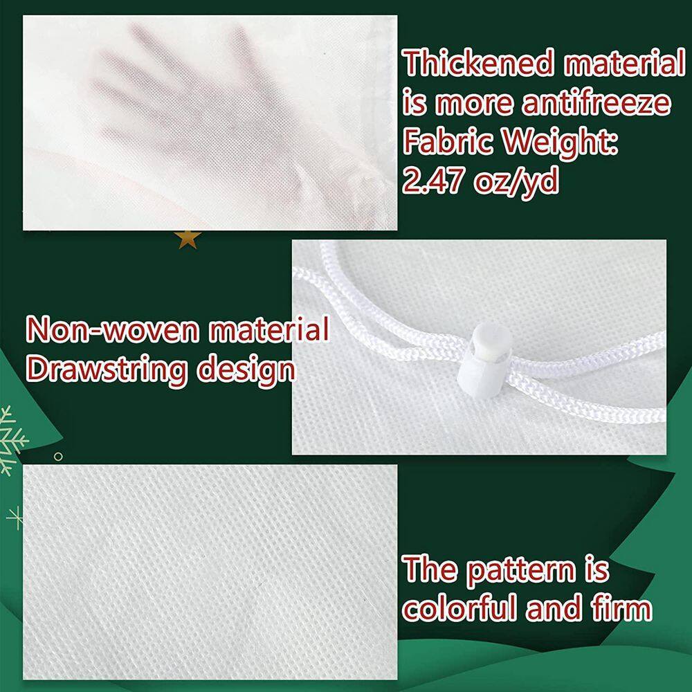 Christmas Winter Plant Thickening Freeze Cover Non Woven With Drawstring For Tree Plants， 22.64 x 43.31