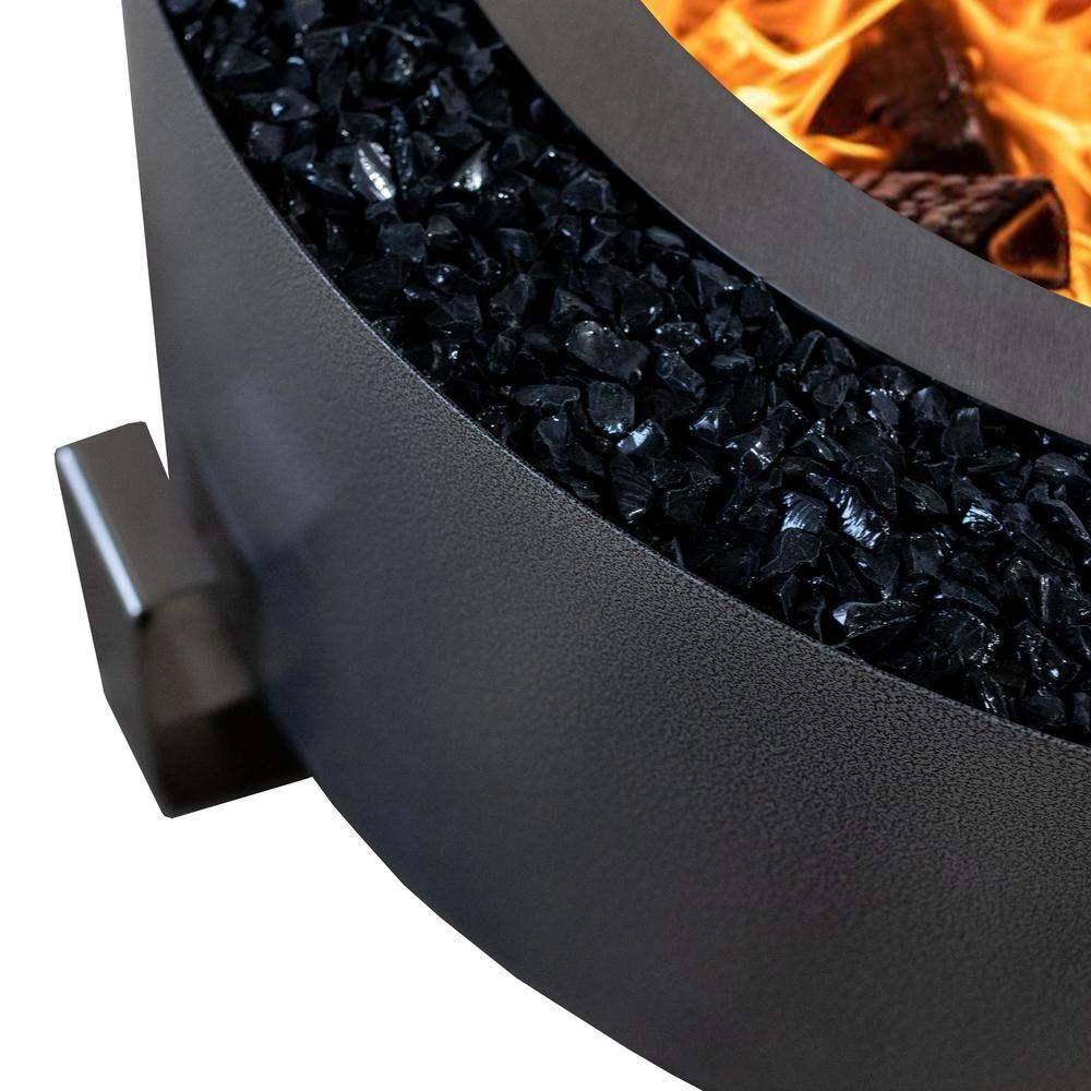 Breeo Luxeve Silver Vein with Black Glass Outdoor Smokeless Fire Pit BR-LE24-SNBL