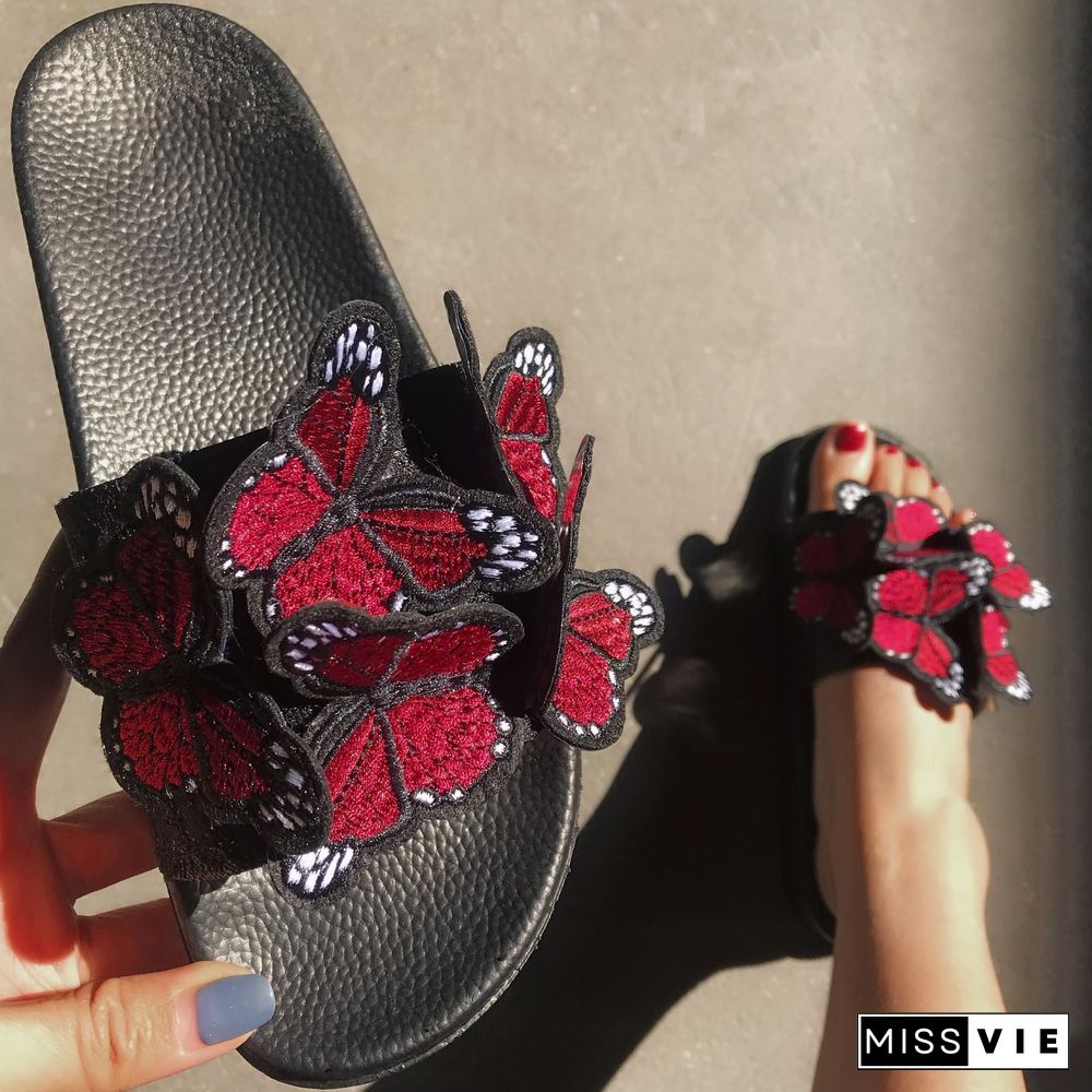 Chic Butterfly Decorated Slipper