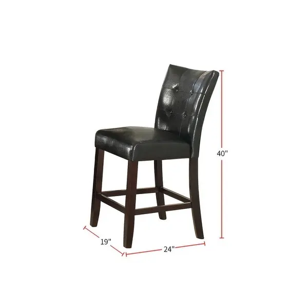 Leather Upholstered High Back Dining Chair w/ Wood Frame,Black, 2 Pcs