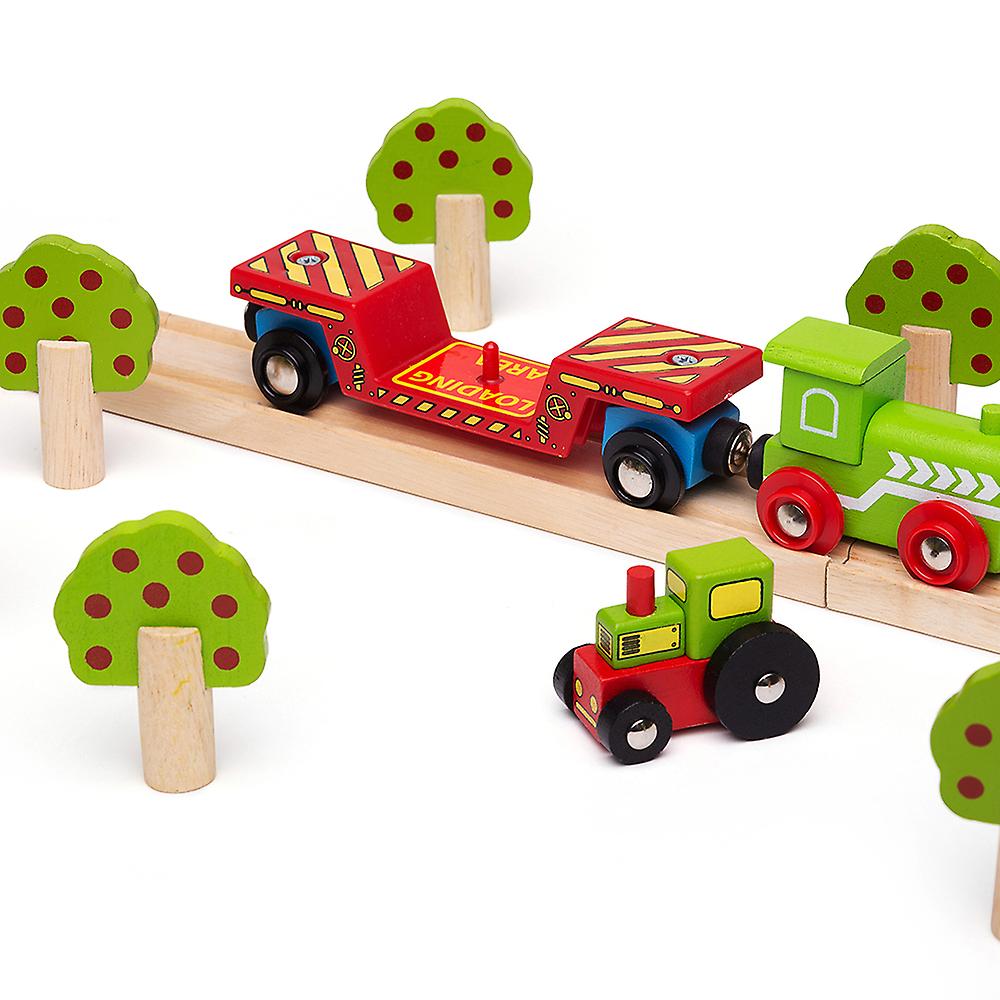 Bigjigs Rail Wooden Tractor Low Loader Engine Locomotive Train Railway