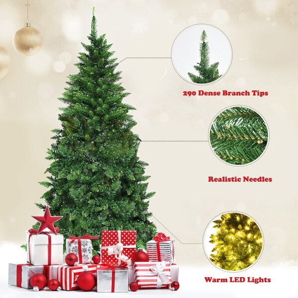 Gymax 5ft LED Prelit Half Christmas Tree PVC Artificial Tree w/ 8