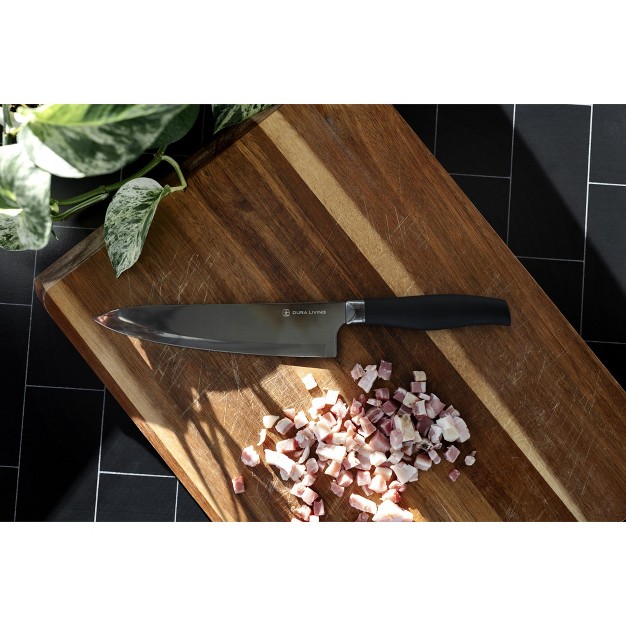 Dura Living Titan Series 8 Inch Titanium Plated Chef Knife With Blade Guard Black