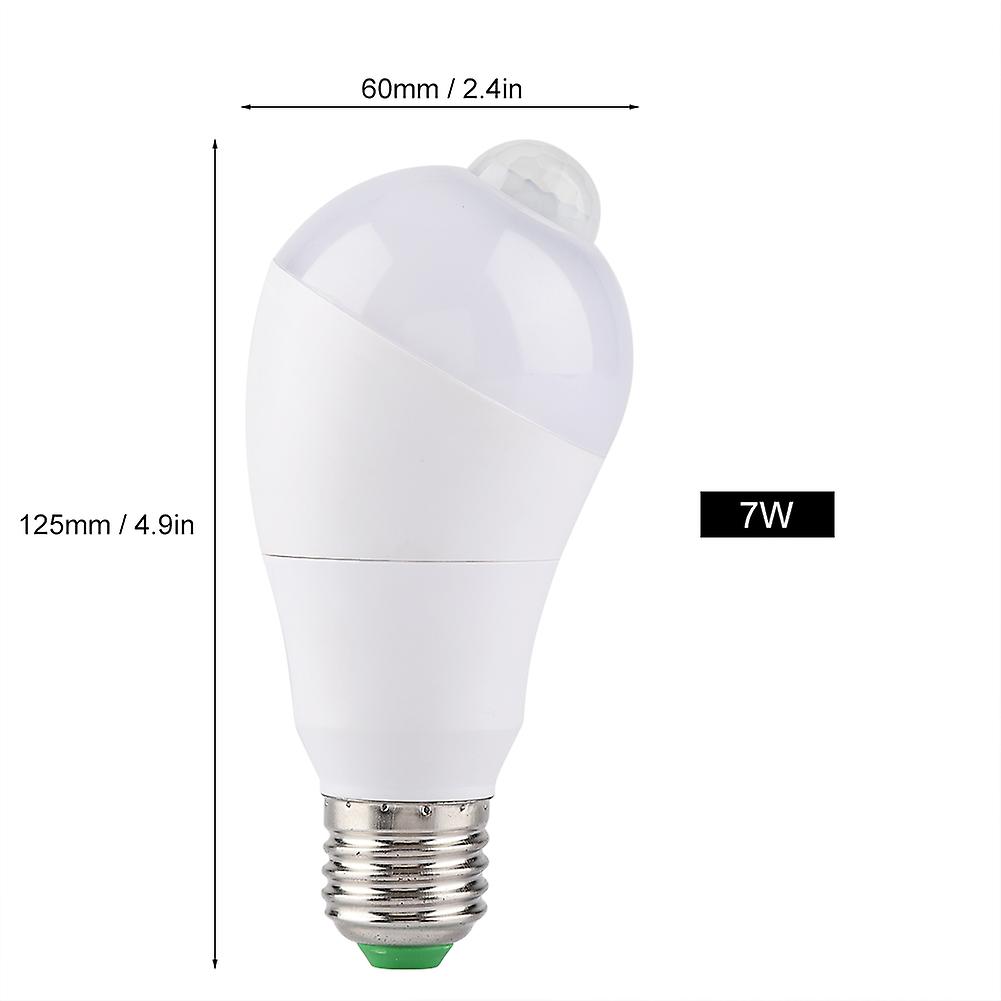 Led Light Motion Sensor Bulb Lamp 350rotating Sensing Head For Hallway E27(cool White， 7w)