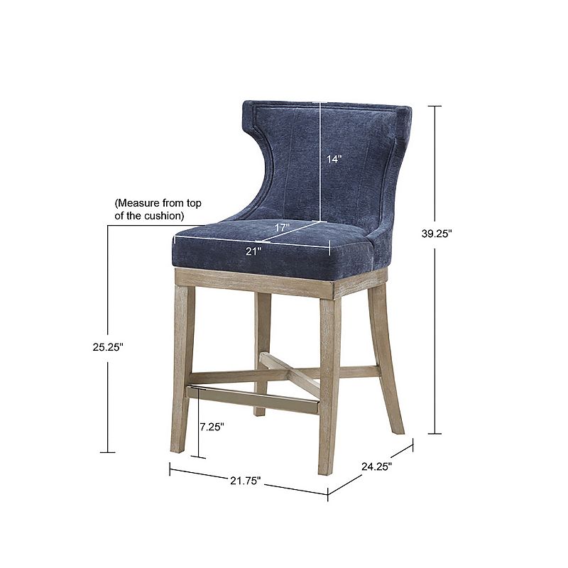 Madison Park Fillmore 25.25 Upholstered Wingback Counter Stool with 360 Degree Swivel Seat