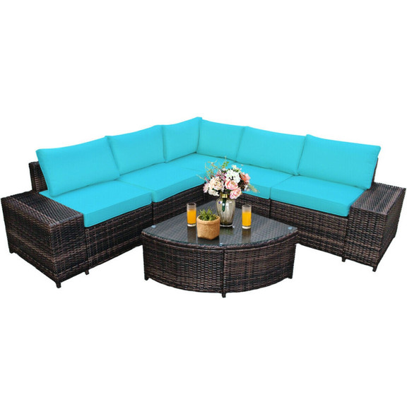 Costway 41930562 6 Piece Wicker Patio Sectional So...