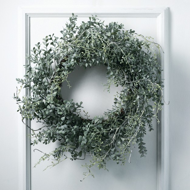 Sullivans Artificial Blue Boxwood Wreath 24 quot w Green