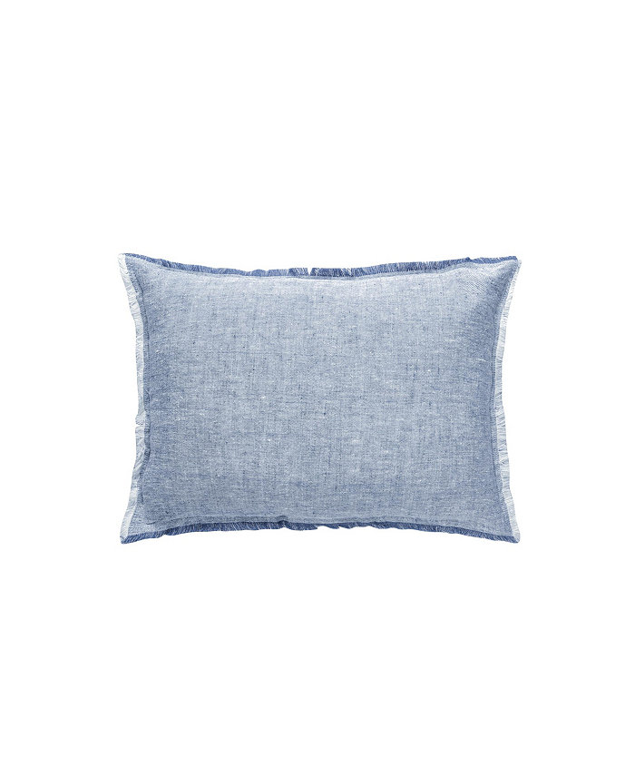 Anaya Home Chambray Blue Linen Down Alternative Lumbar Pillow