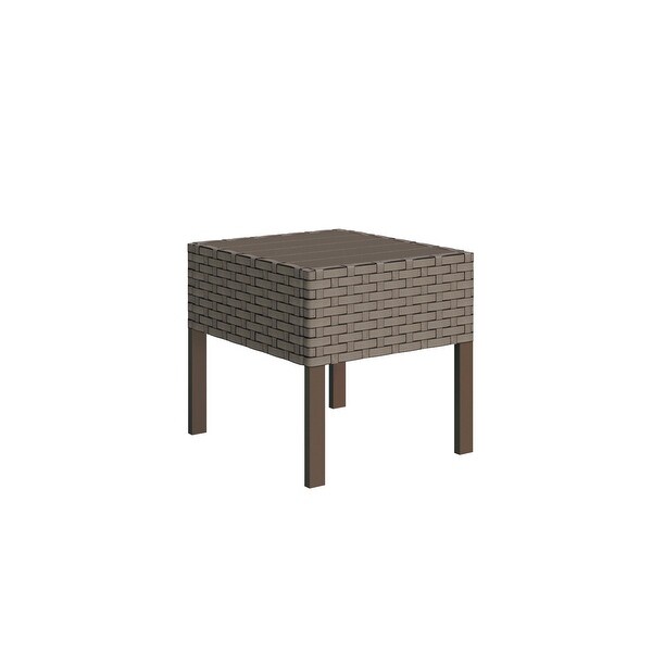 Keys Outdoor End Table in Summer Fog Wicker