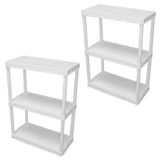 GRACIOUS LIVING 3 Shelf Storage Unit Organizers for Home or Garage White (2-Pack) 2 x 91015MAX-IT-1C-54