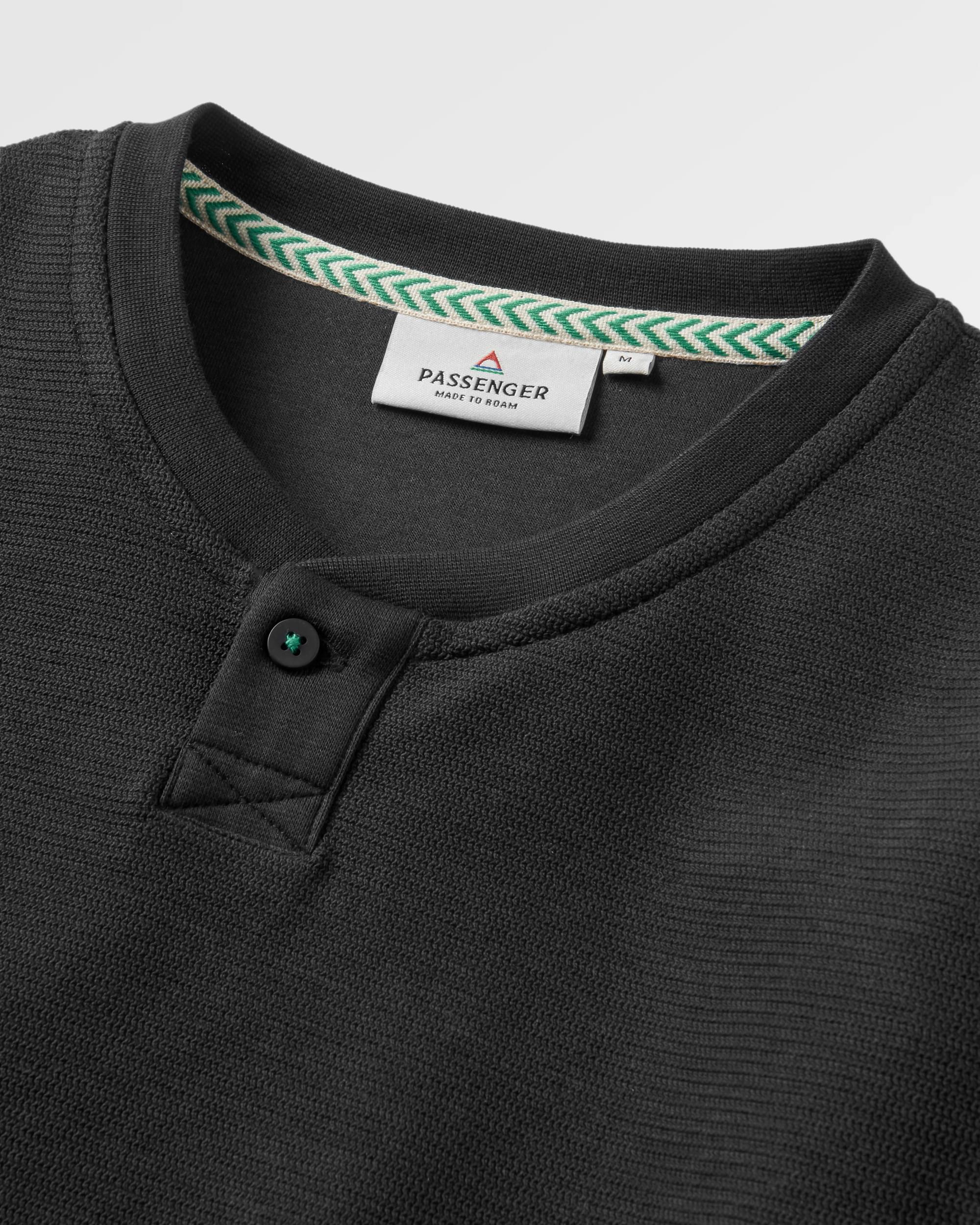 Stream Button Up Henley - Black