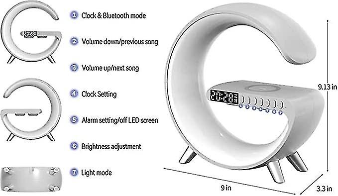 Smart Table Lamp Wireless Charger Atmosphere Lamp Bluetooth Speaker，dimmable Night Light Touch Lamp