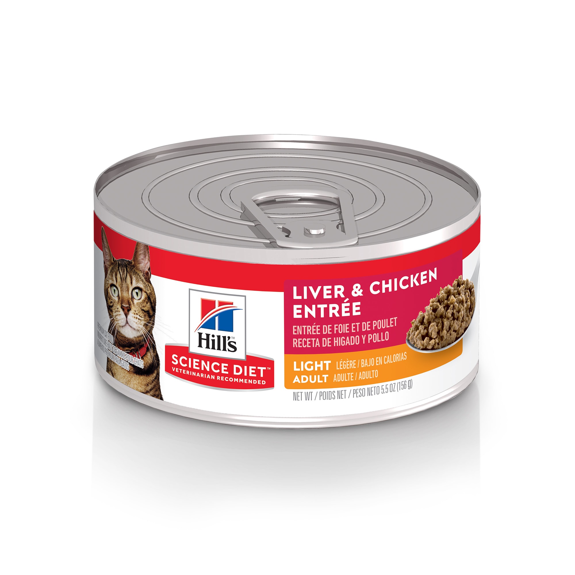 Hill's Science Diet Adult Light Liver  Chicken Entree Canned Cat Food， 5.5 oz.， Case of 24