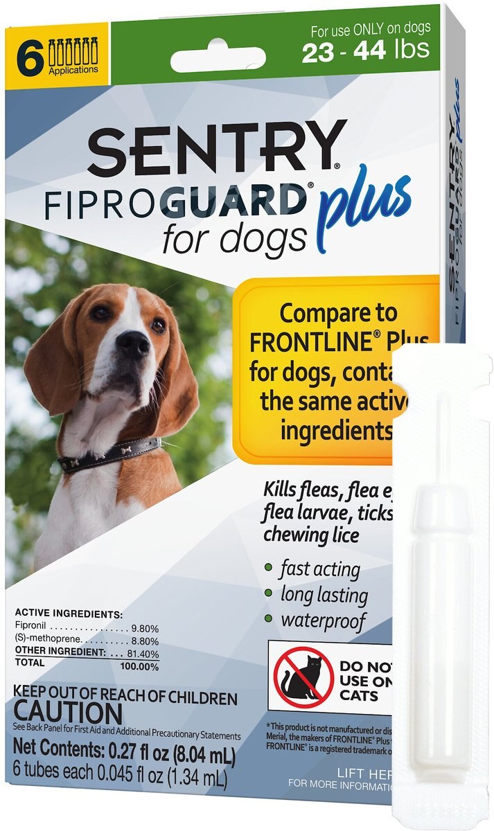 Sentry Fiproguard Plus Squeeze-On Flea and Tick Treatment For Dogs， 23 - 44lbs