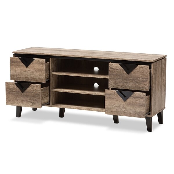 Beacon Modern and Contemporary Light Brown Wood 55-Inch TV Stand - Light Brown - 25.39