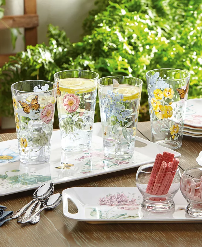 Lenox Butterfly Meadow Collection Acrylic Highball Glasses Set of 4