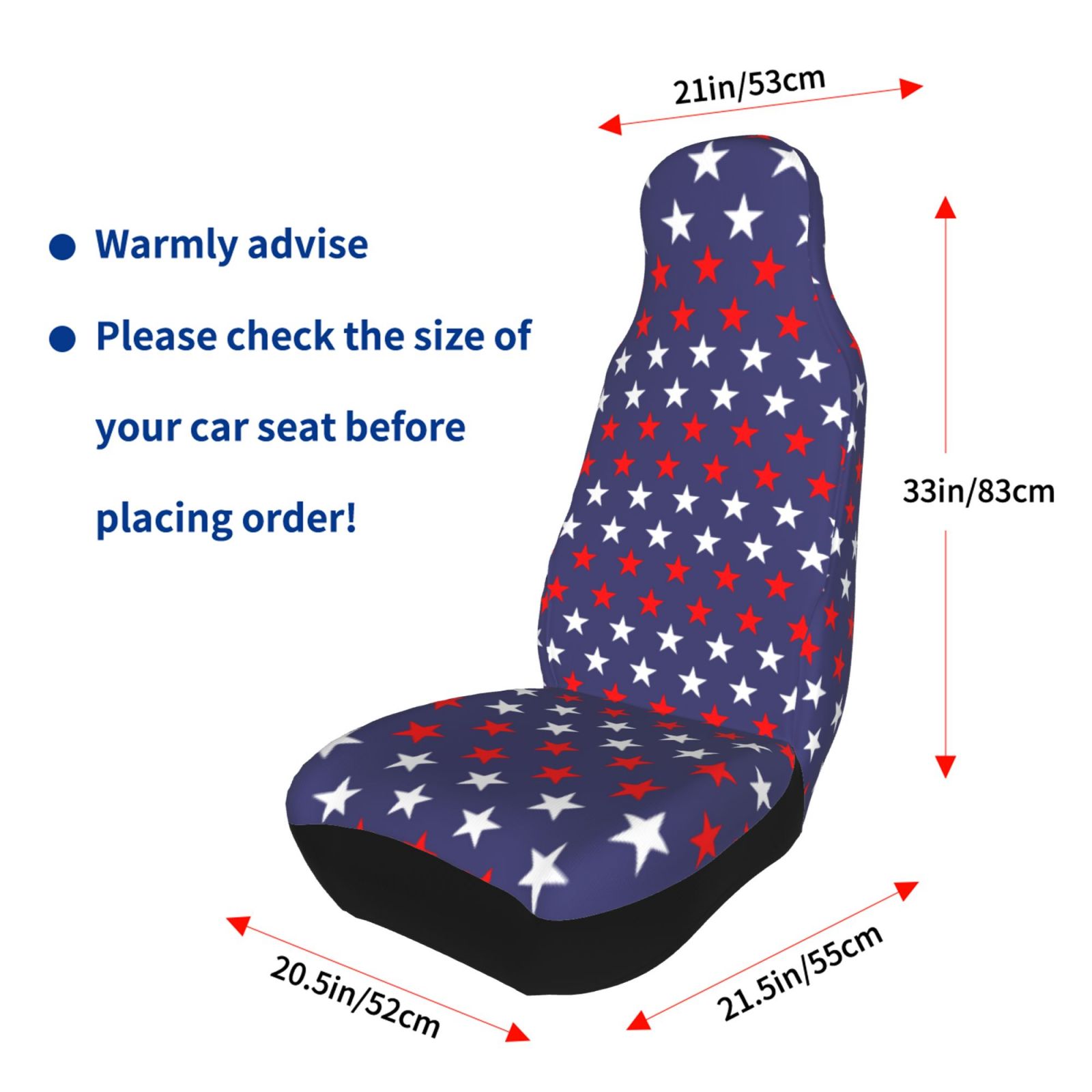 TEQUAN Front Seat Covers， Usa America Stars Pattern 2 Piece Car Seat Cover Fit Most Car SUV Truck Van