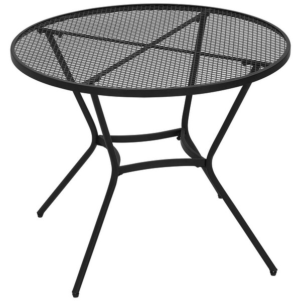 Round terrace dining table，steel outdoor table