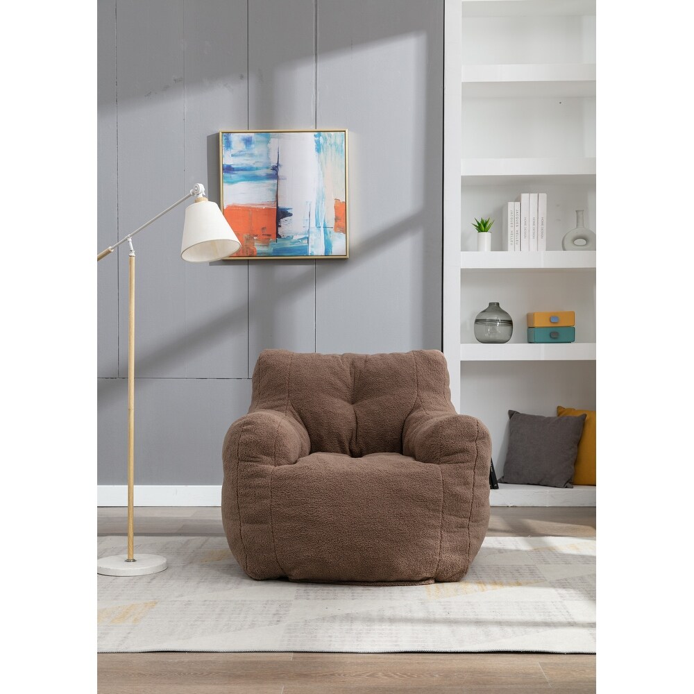 Modern Soft Tufted Foam Bean Bag Chair with Teddy Fabric