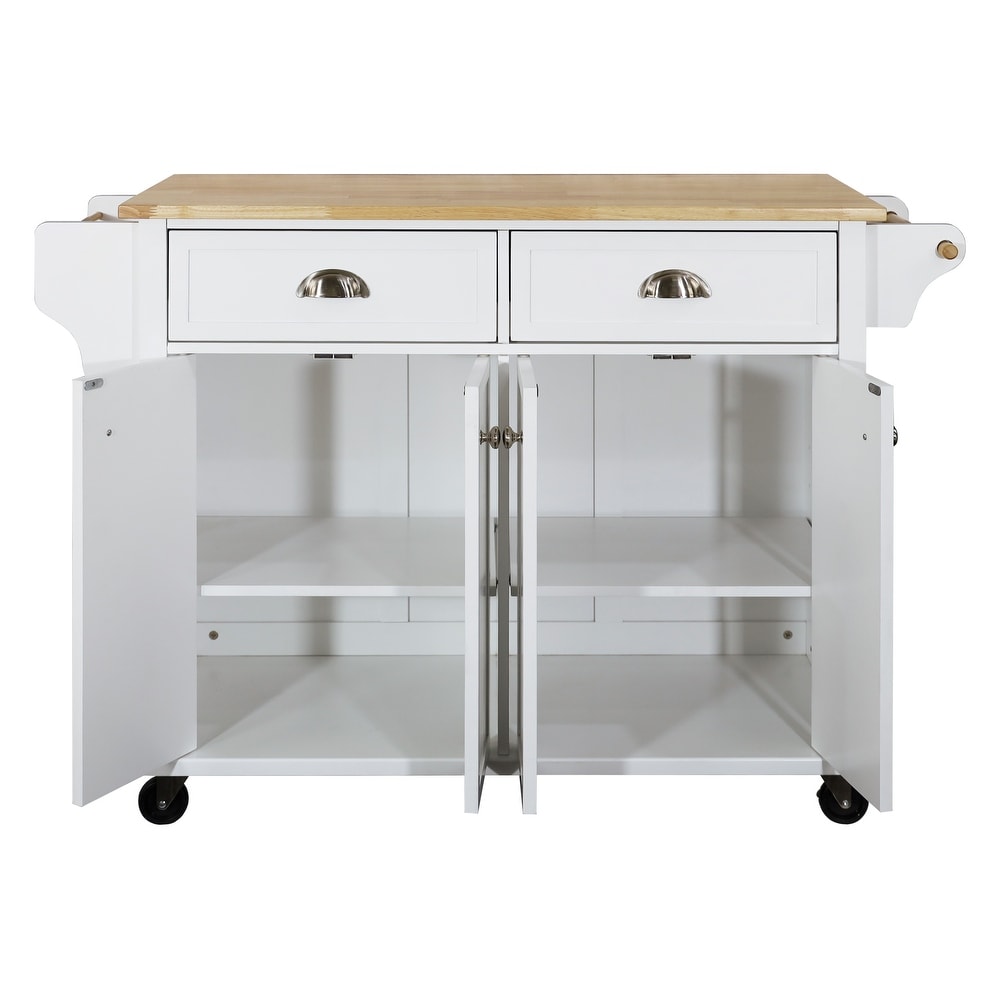 Rolling Kitchen Island Cart on Wheels w/ Drawers  Drop Leaf Breakfast Bar