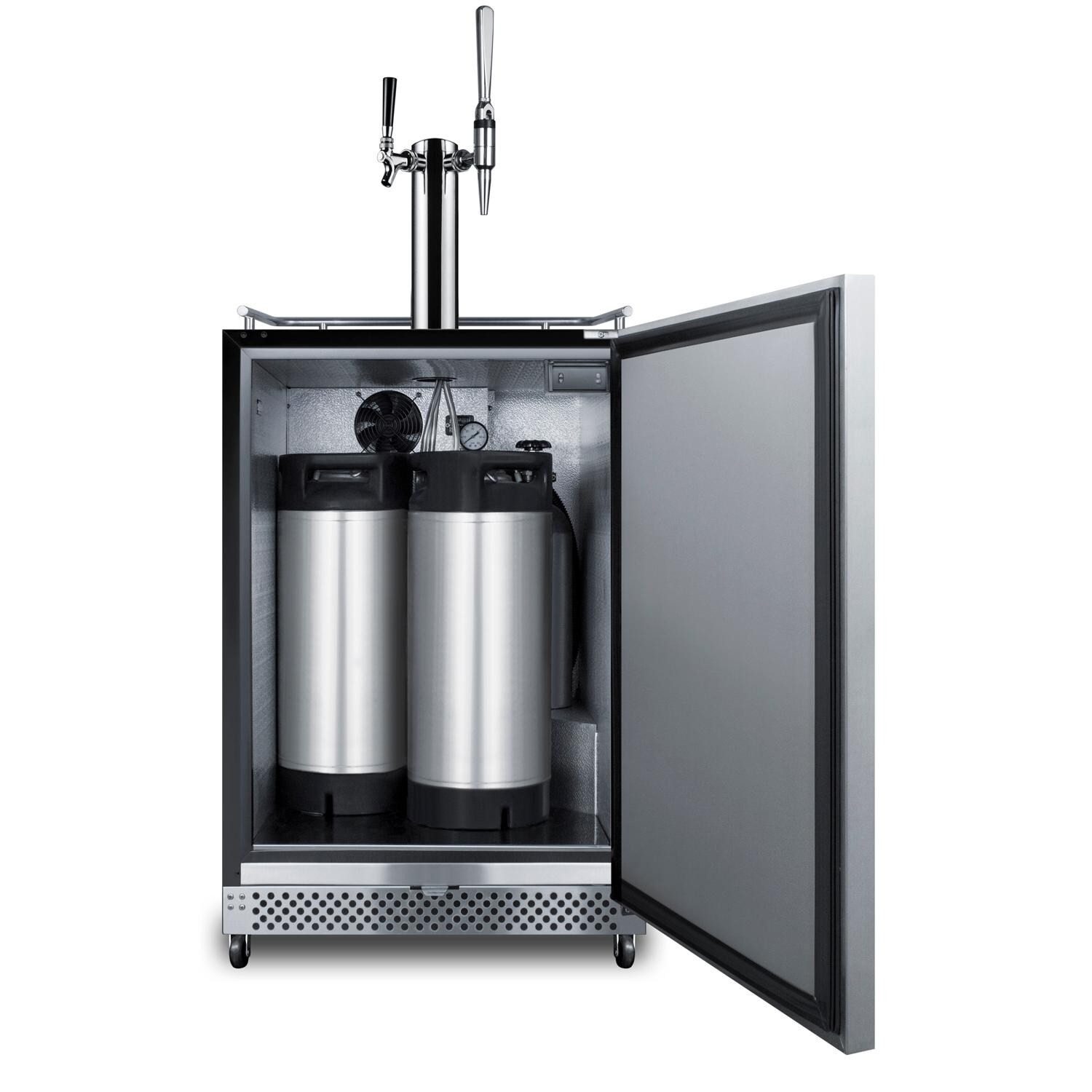 Summit Commercial Outdoor Rated Double Tap Cold Brew Nitro and Flat Coffee Dispenser / Kegerator