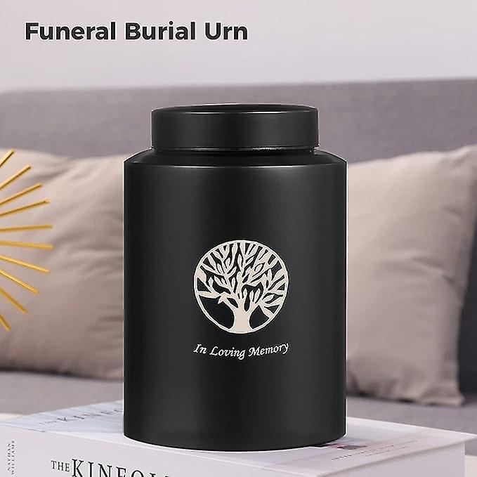 Cremation Ashes Urn， Stainless Steel Urn With Thread Lid For Human Ashes， Funeral Urn For Human Pet Ashes Hair， Tree Of Life Funeral Burial Urn， In Lo