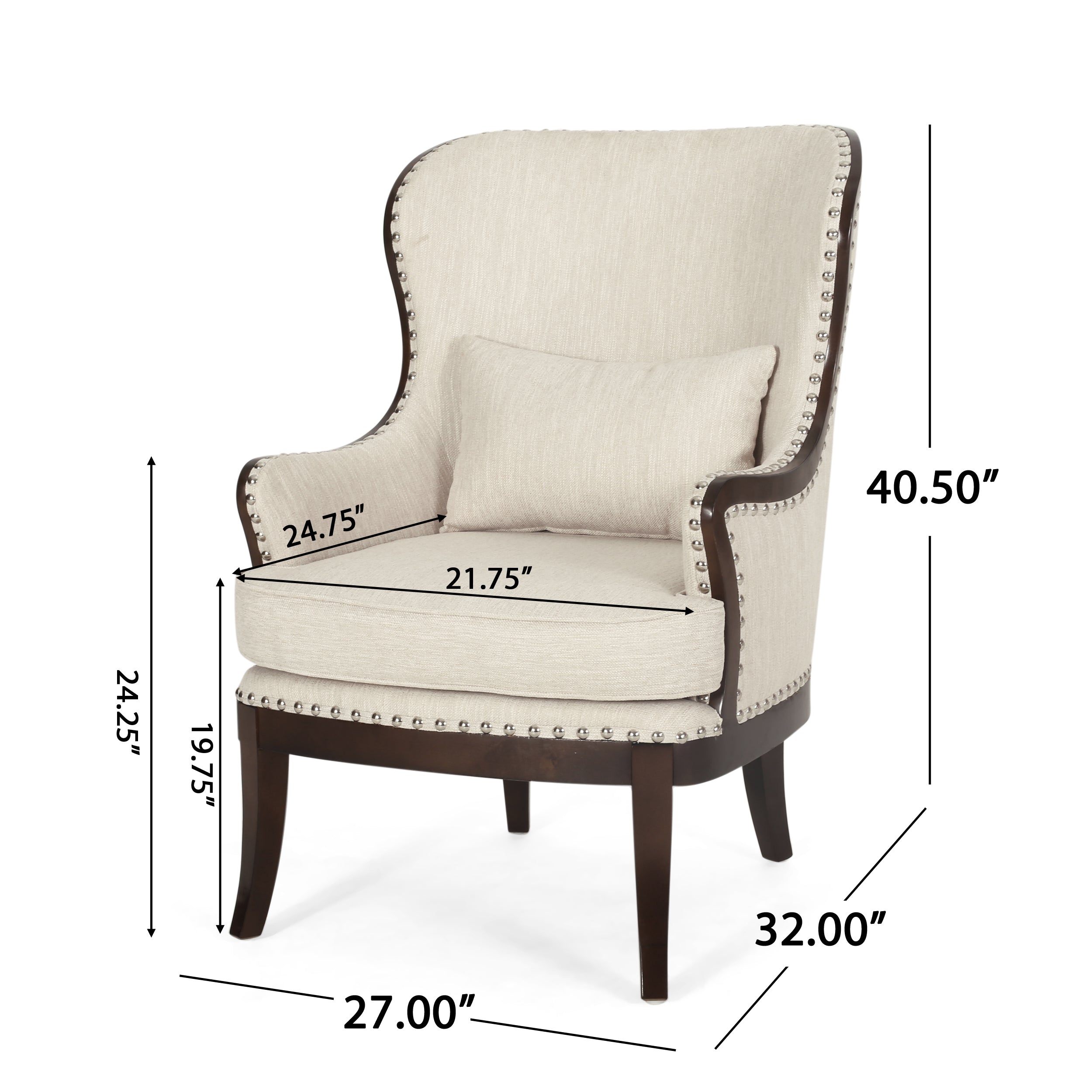 Jett Contemporary Upholstered Accent Chair with Nailhead Trim