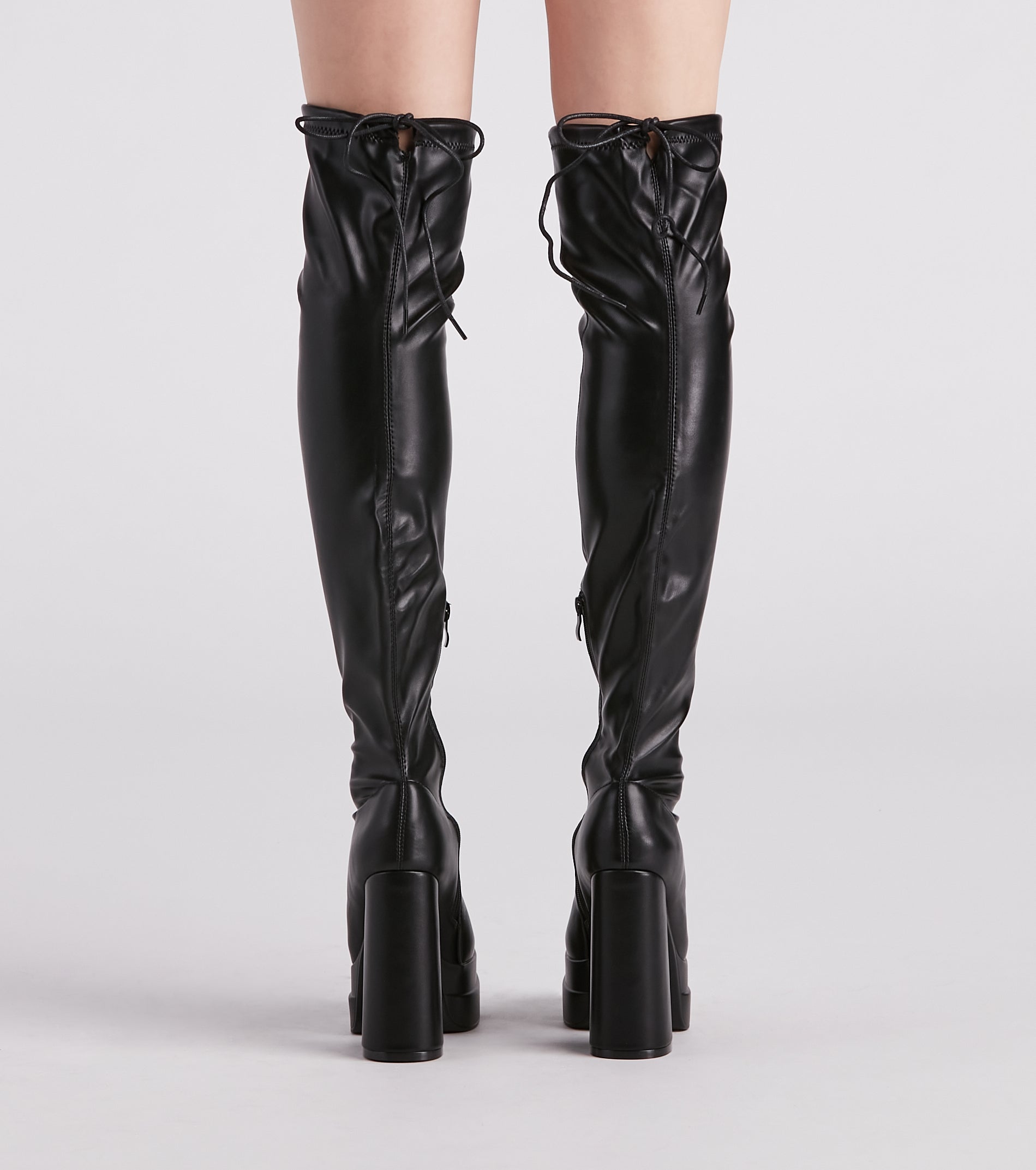 Bold Strut Faux Leather Thigh-High Boots