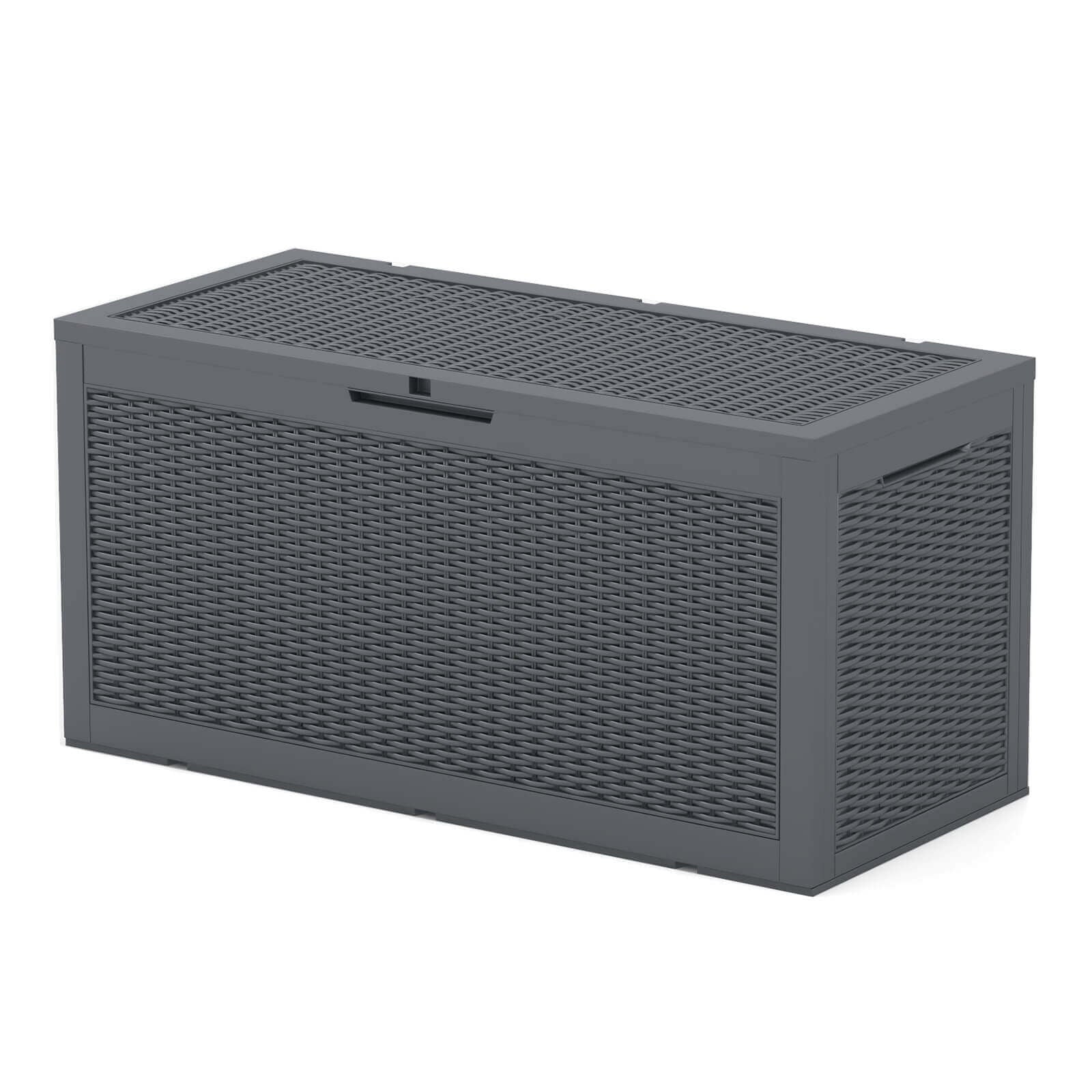 Patiowell 105 Gallon Deck Box Outdoor Resin Plastic Deck Storage Box, Gray