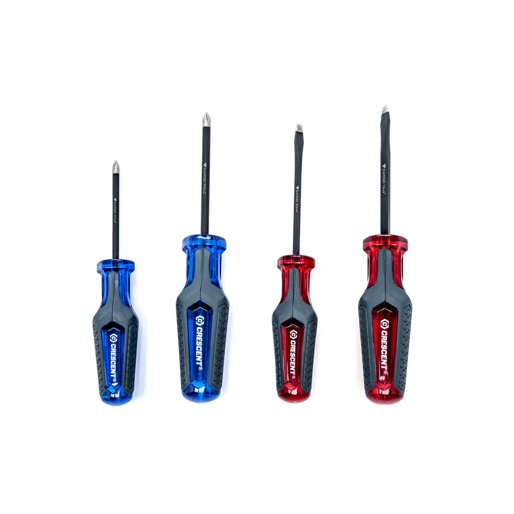 4 Pc. Phillips?/Slotted Co-Molded Diamond Tip Screwdriver Set